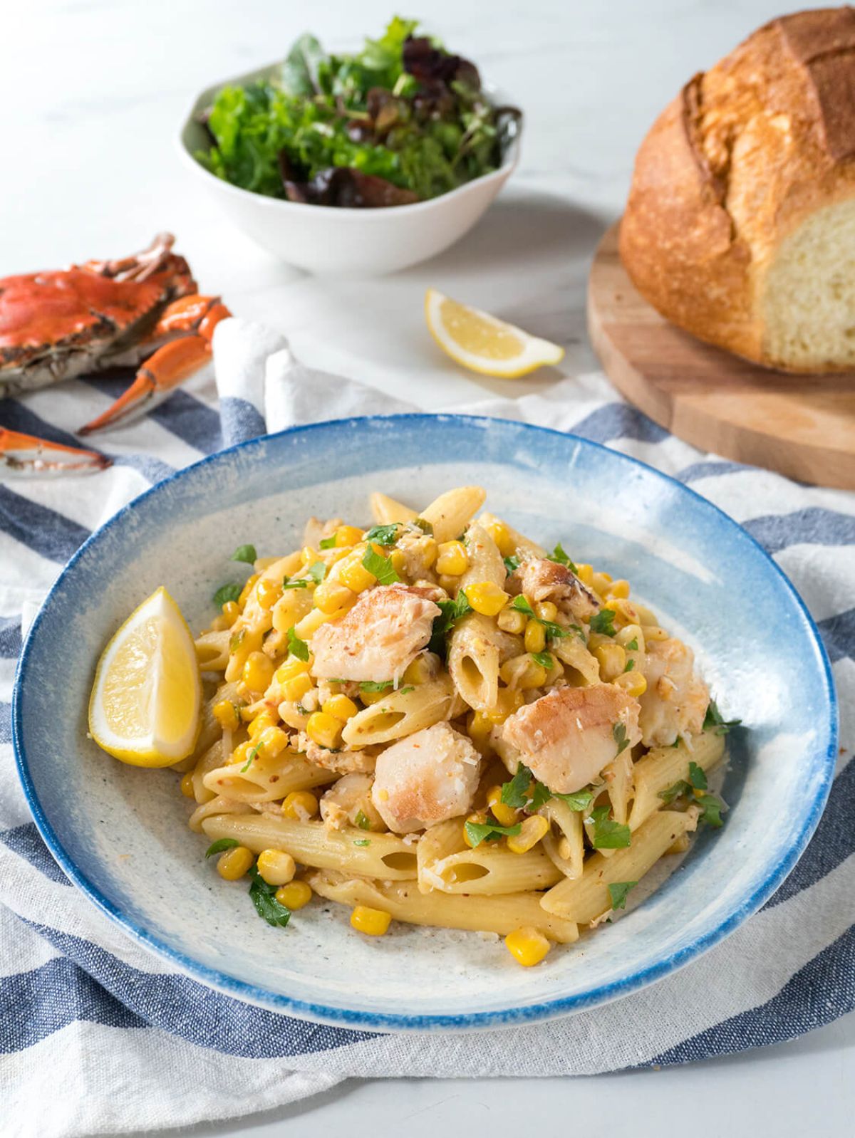 Crab and Corn Penne Pasta