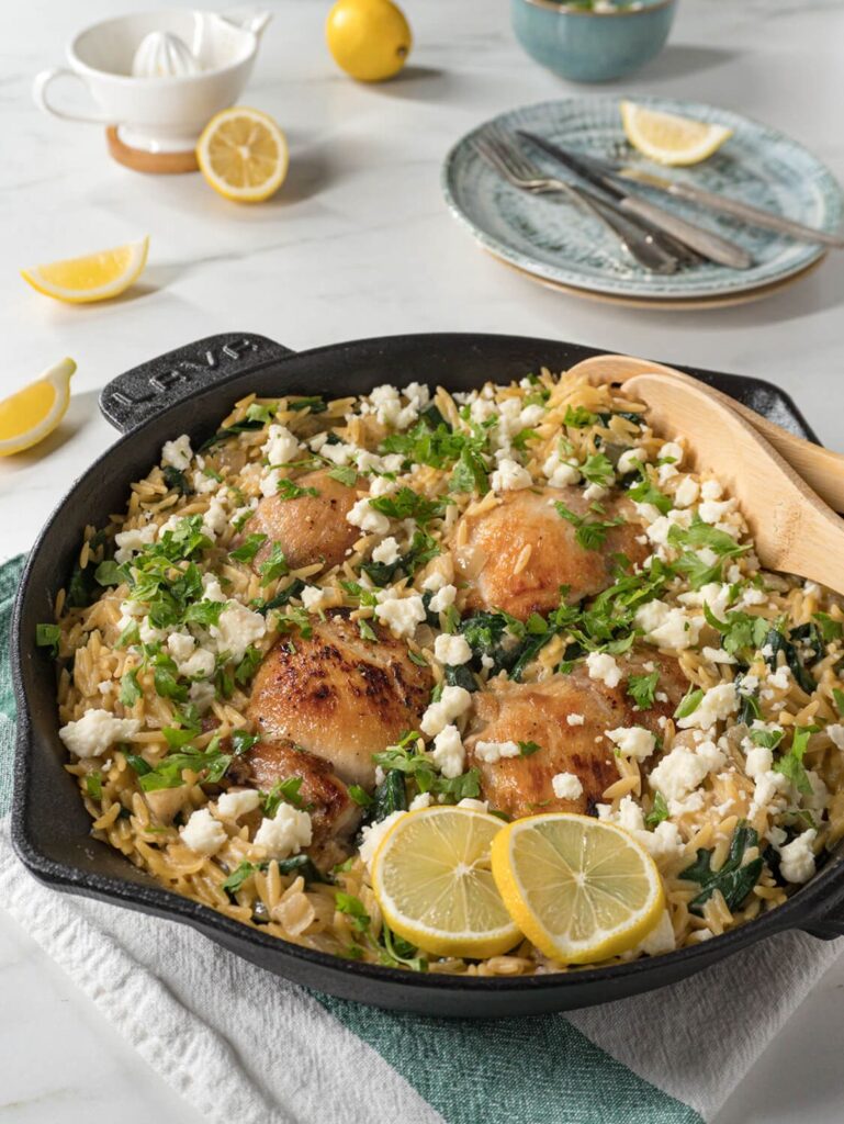 Lemon Spinach Orzo Chicken