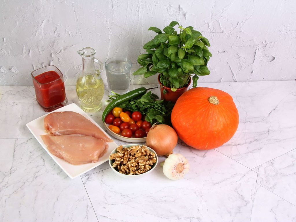 Chicken and Walnut Stuffed Pumpkin