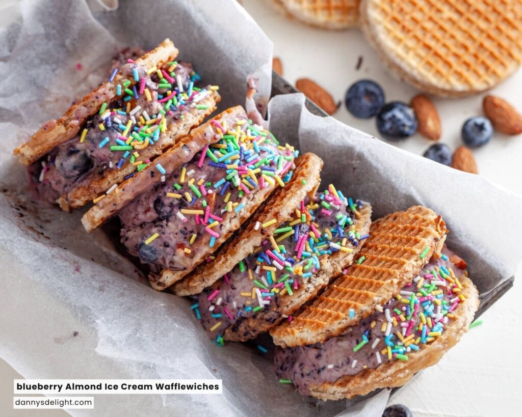 Blueberry Almond Ice Cream Wafflewiches