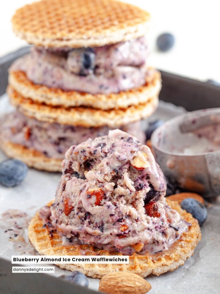 Blueberry Almond Ice Cream Wafflewiches