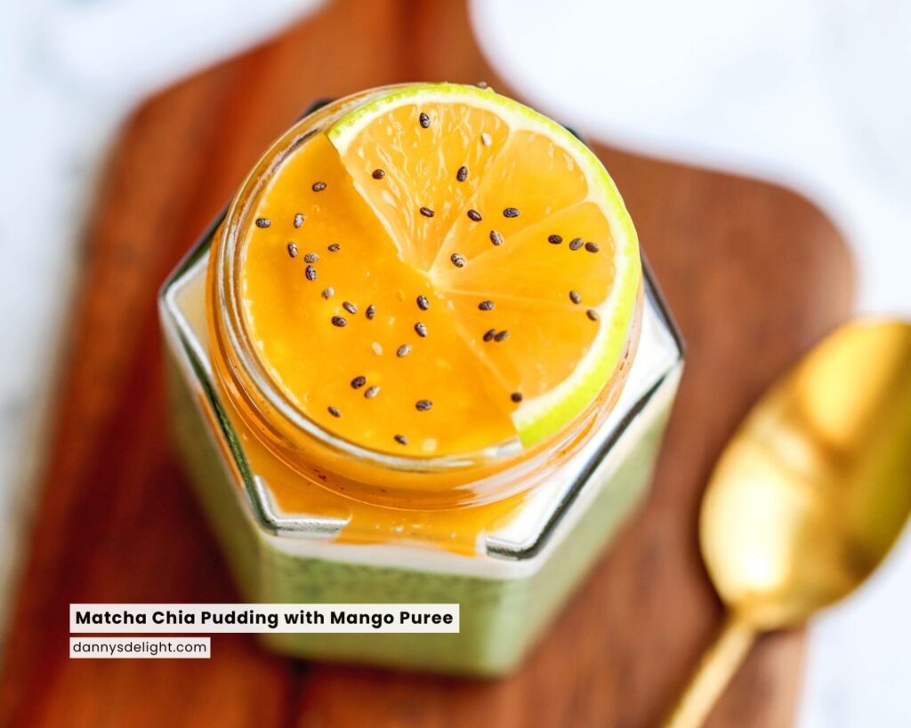 Matcha Chia Pudding with Mango Puree