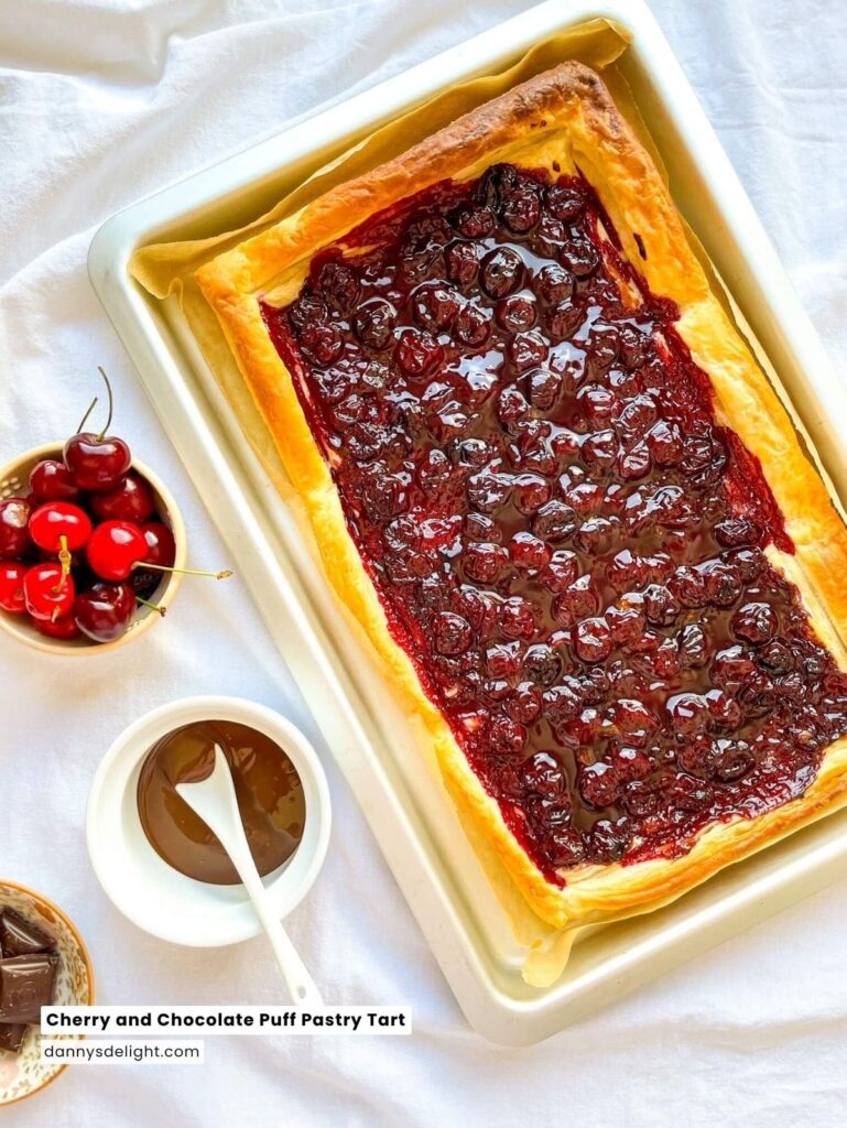 Cherry and Chocolate Puff Pastry Tart