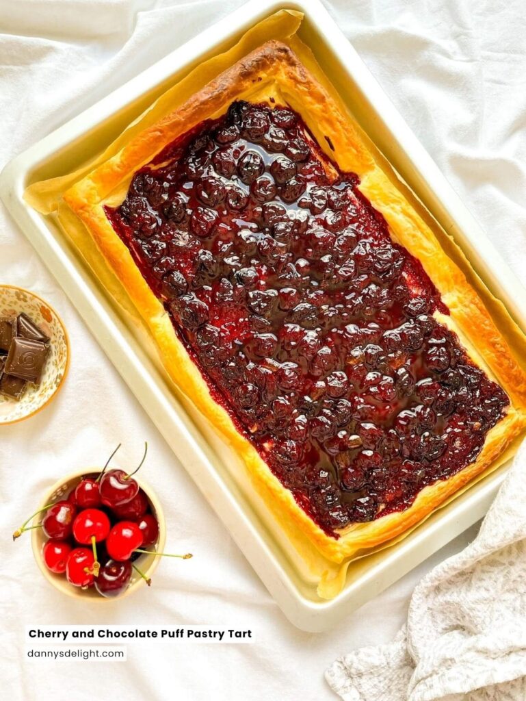 Cherry and Chocolate Puff Pastry Tart