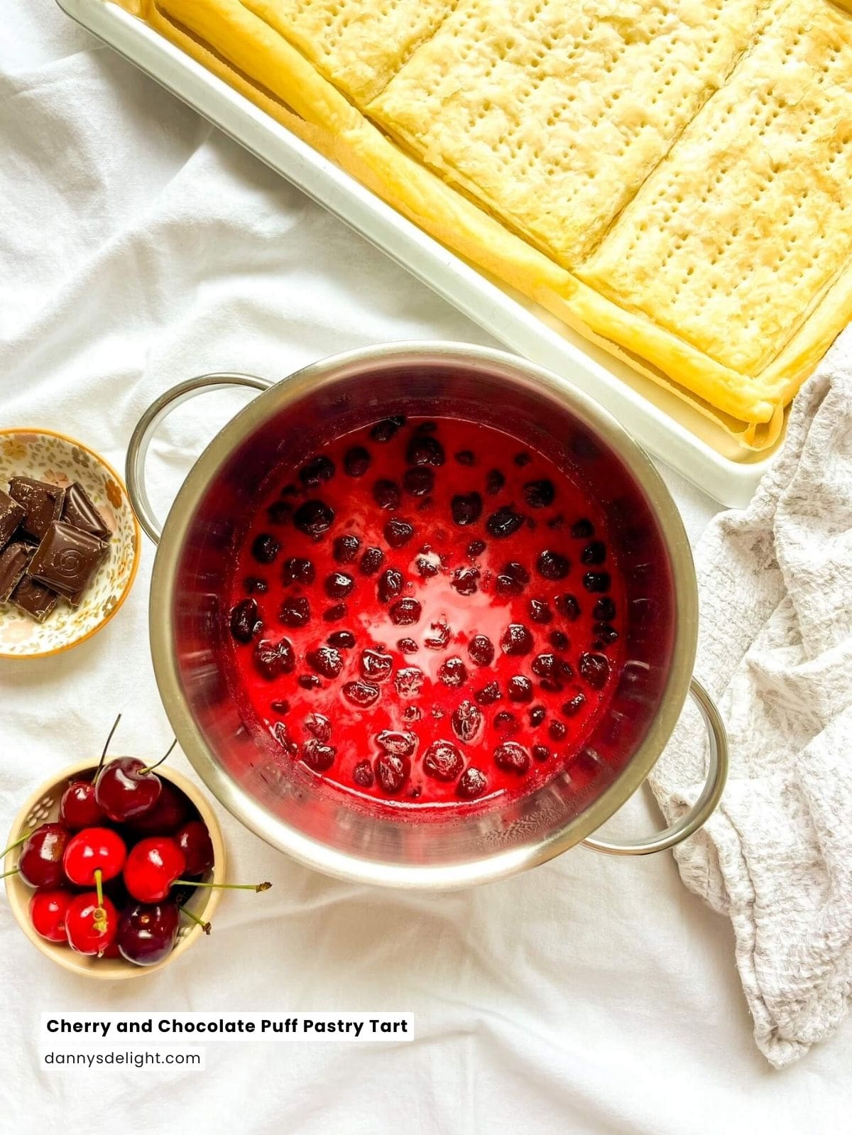 Cherry and Chocolate Puff Pastry Tart