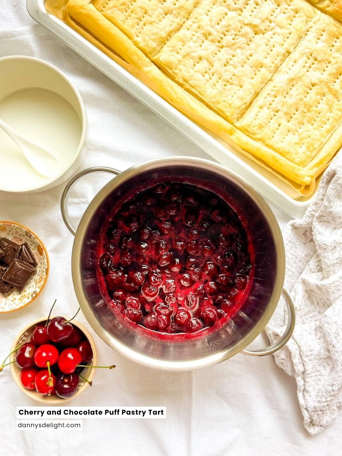 Cherry and Chocolate Puff Pastry Tart