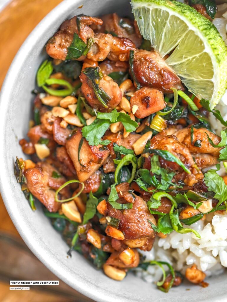 Peanut Chicken with Coconut Rice