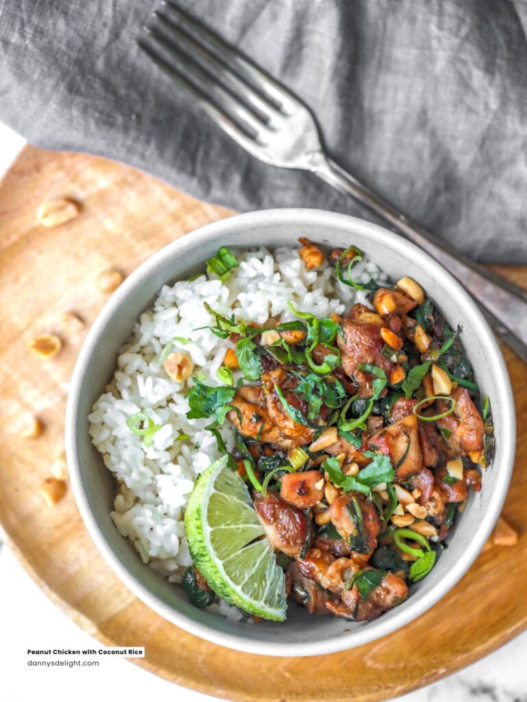 Peanut Chicken with Coconut Rice