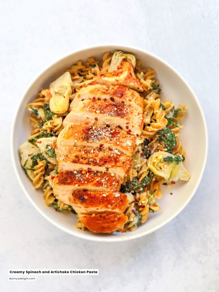 Creamy Spinach and Artichoke Chicken Pasta