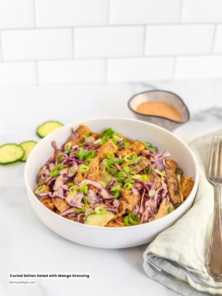 Curried Seitan Salad with Mango Dressing