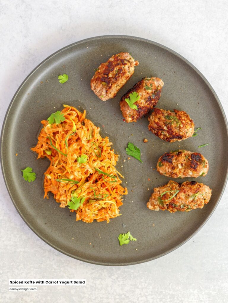Spiced Kofte with Carrot and Yogurt Salad