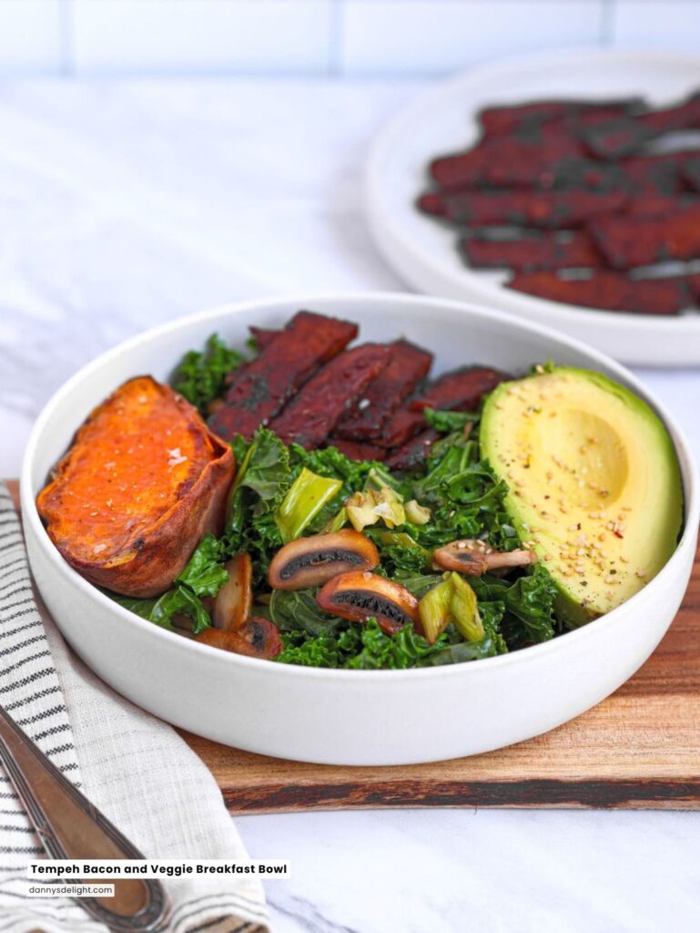 Tempeh Bacon and Veggie Breakfast Bowl