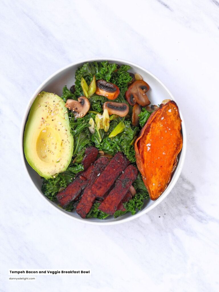 Tempeh Bacon and Veggie Breakfast Bowl