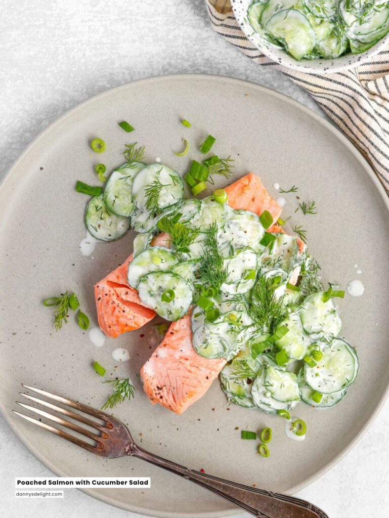 Poached Salmon with Cucumber Salad