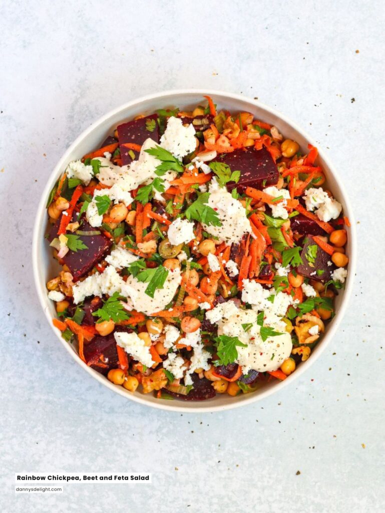 Rainbow Chickpea, Beet and Feta Salad
