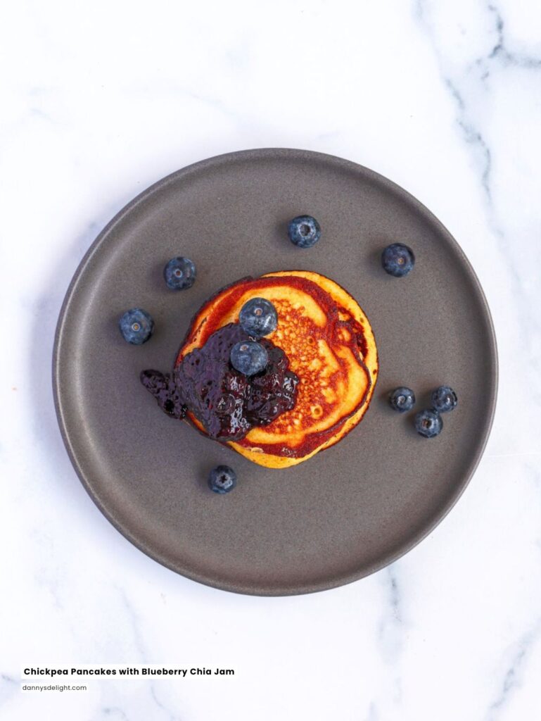 Chickpea Pancakes with Blueberry Chia Jam