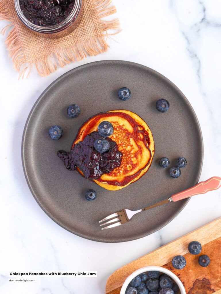 Chickpea Pancakes with Blueberry Chia Jam
