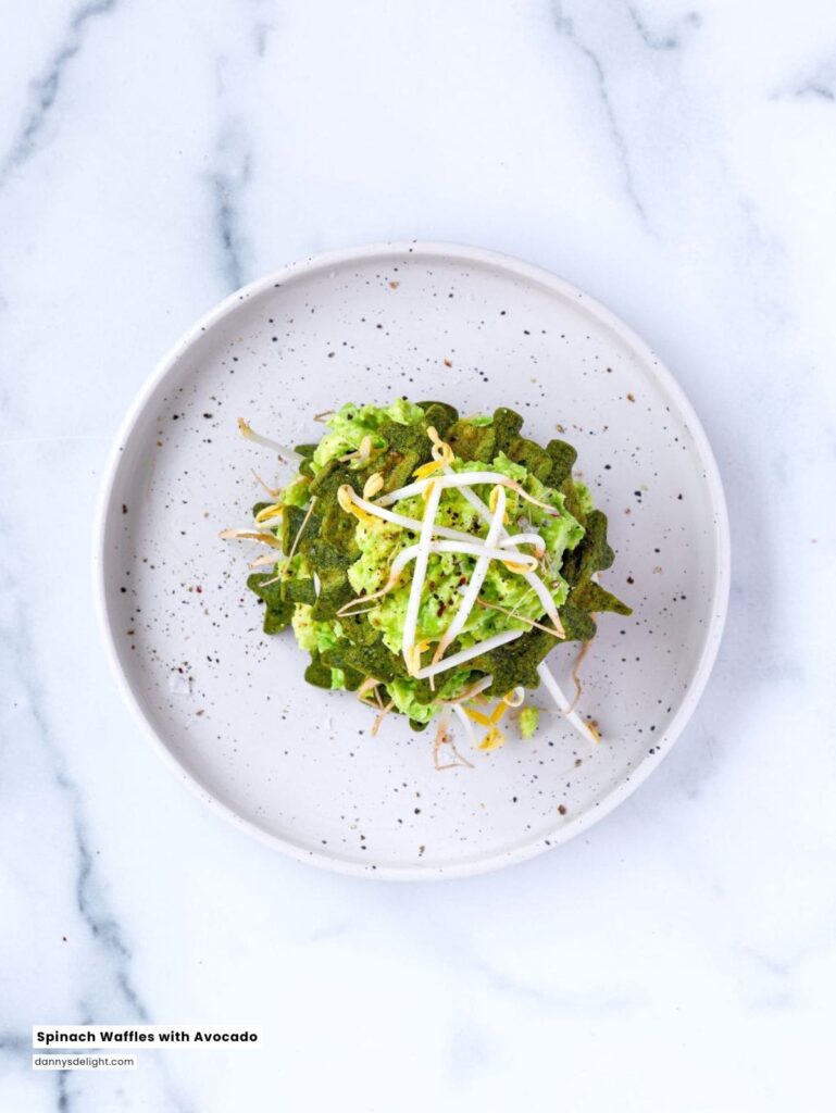 Spinach Waffles with Avocado