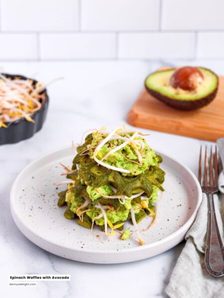 Spinach Waffles with Avocado