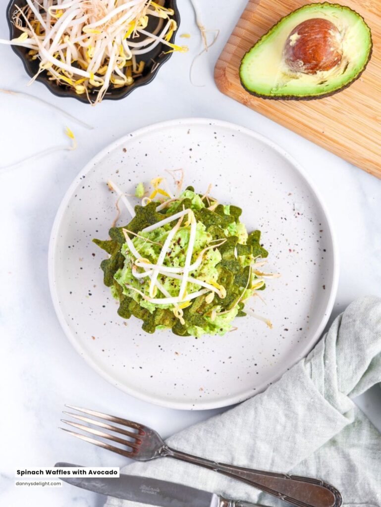 Spinach Waffles with Avocado