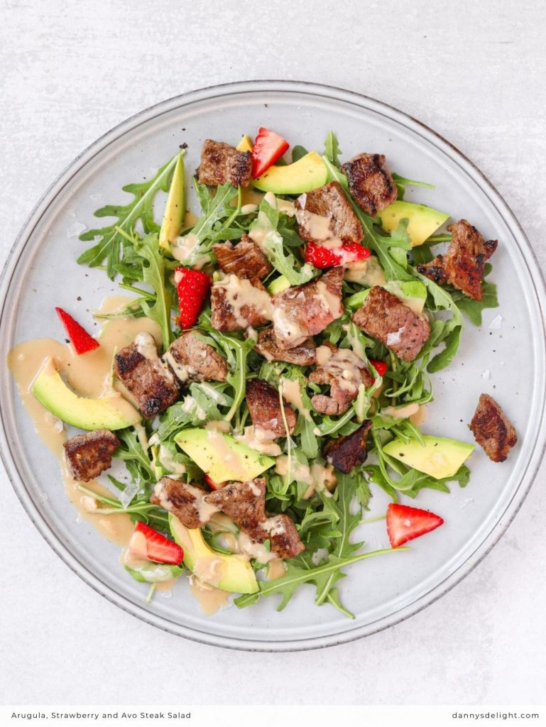 Arugula, Strawberry and Avo Steak Salad