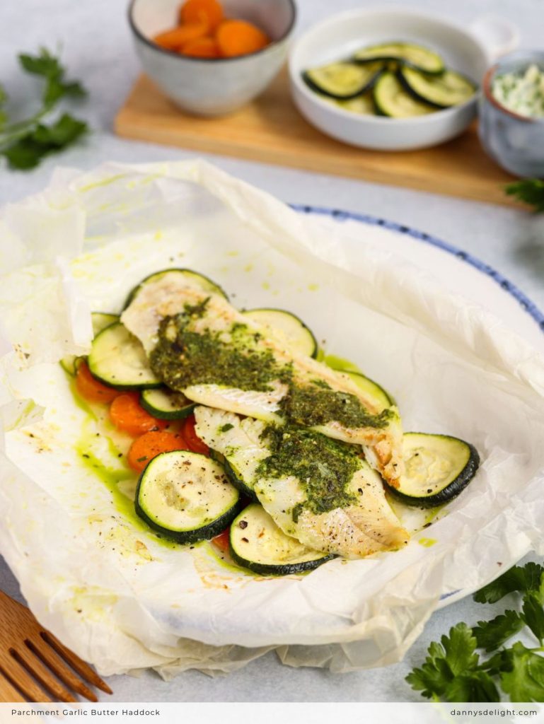 Parchment Garlic Butter Haddock