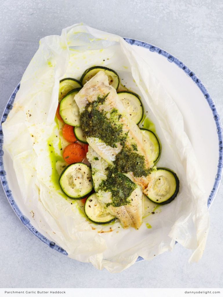 Parchment Garlic Butter Haddock