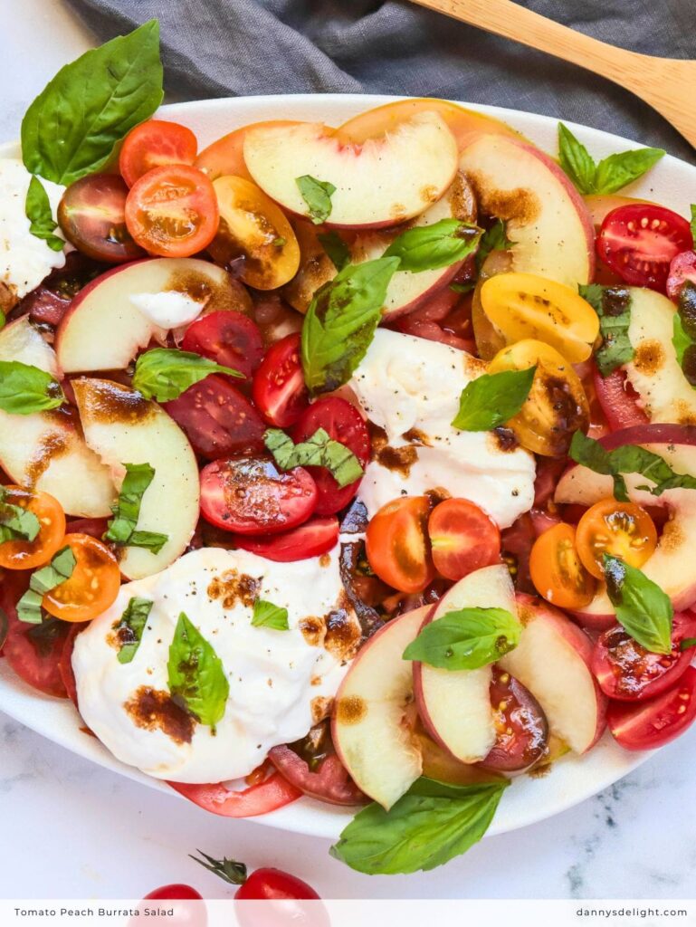 Tomato Peach Burrata Salad