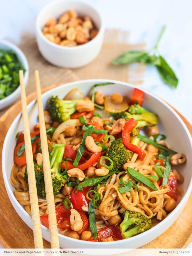 Chickpea and Vegetable Stir-Fry with Rice Noodles