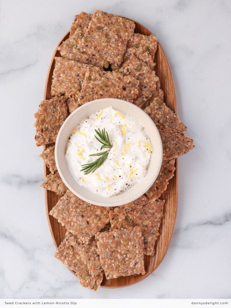 Seed Crackers with Lemon-Ricotta Dip