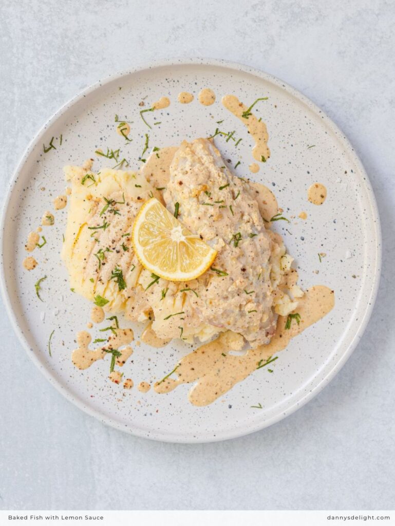 Baked Fish with Lemon Sauce