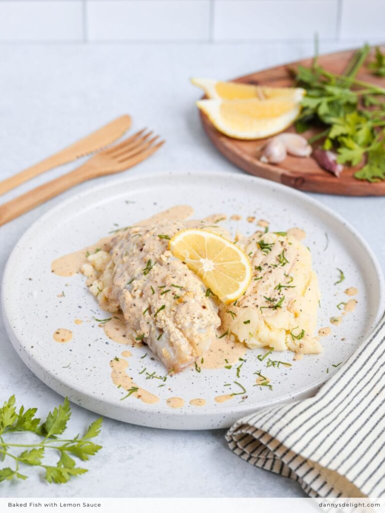 Baked Fish with Lemon Sauce