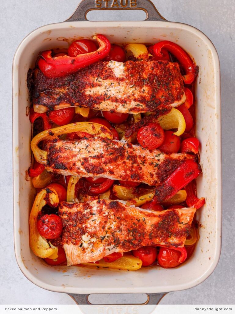Baked Salmon and Peppers