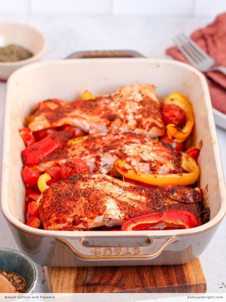Baked Salmon and Peppers
