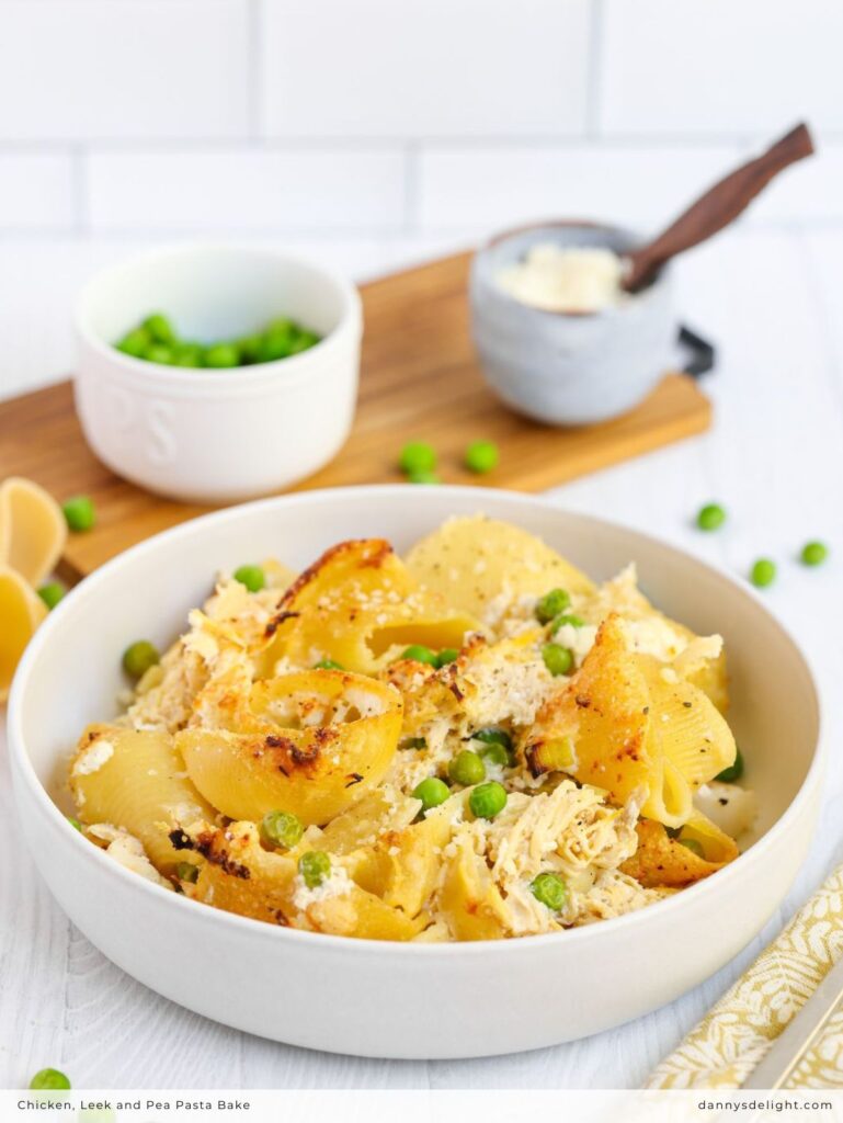 Chicken Leek Pea Pasta Bake