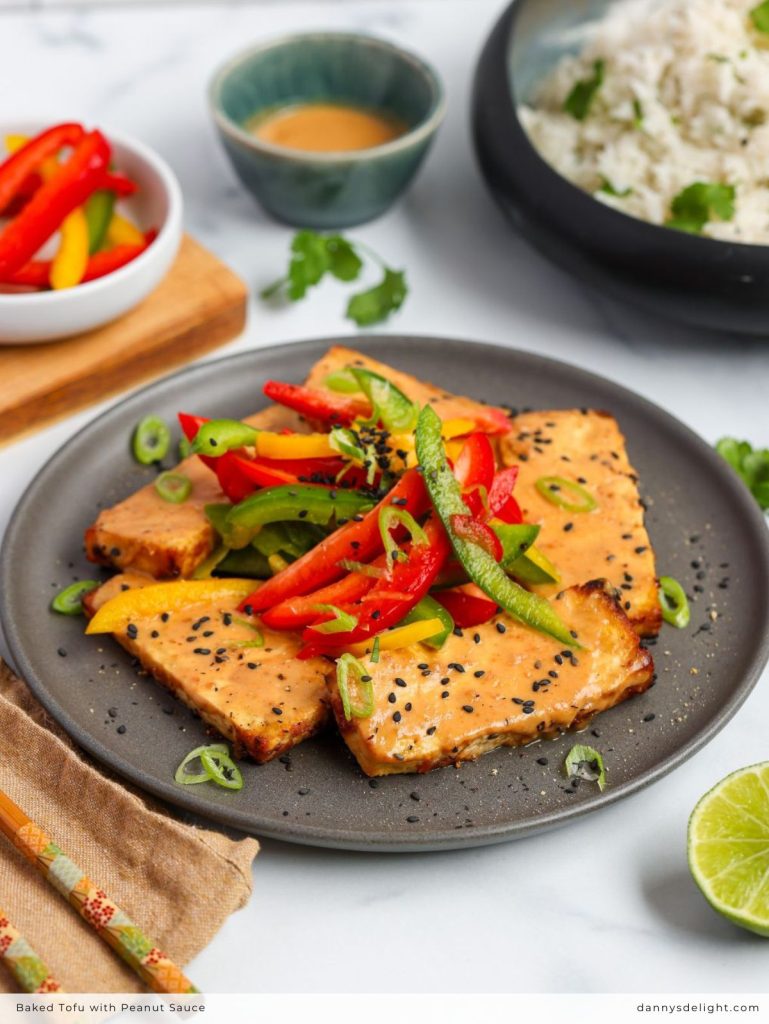 Baked Tofu with Peanut Sauce