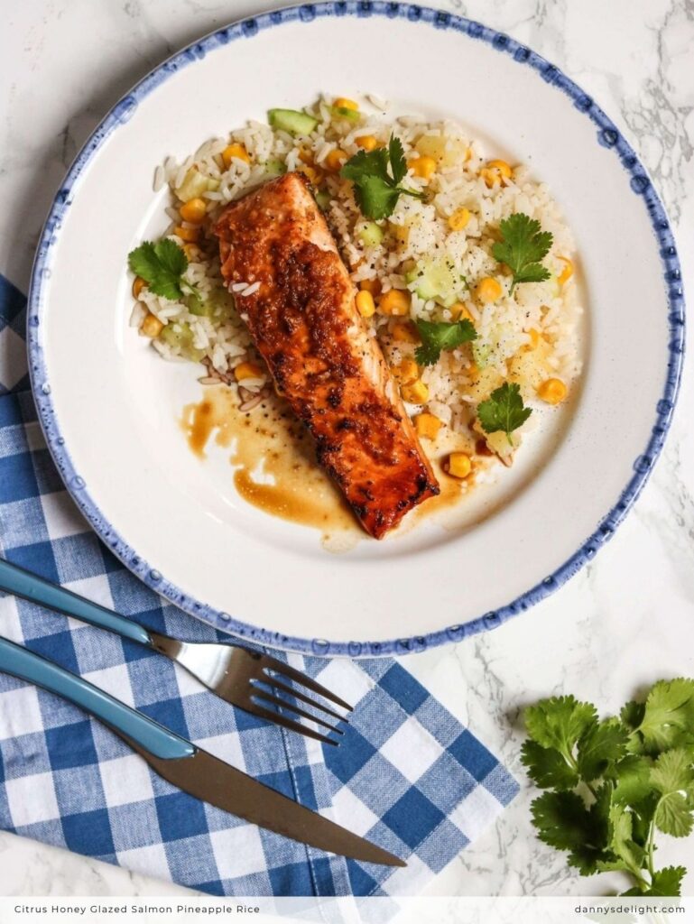 Citrus Honey Glazed Salmon Pineapple Rice