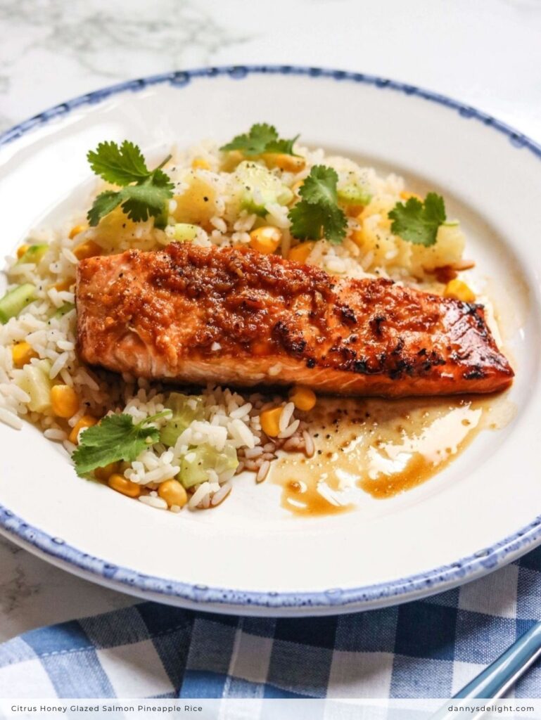 Citrus Honey Glazed Salmon Pineapple Rice