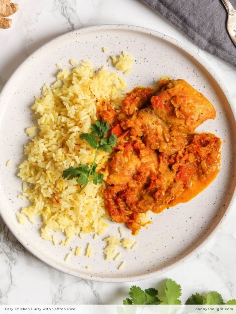 Easy Chicken Curry with Saffron Rice