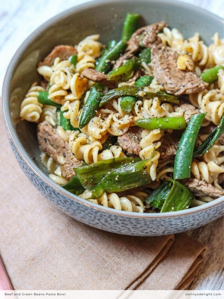 Beef and Green Beans Pasta Bowl