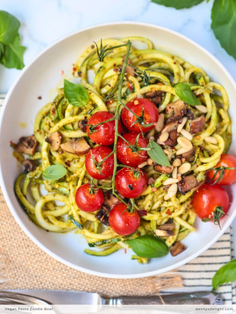 Vegan Pesto Zoodle Bowl