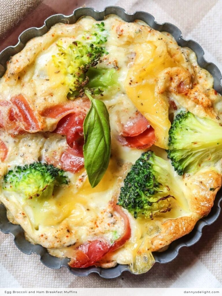 Egg Broccoli and Ham Breakfast Muffins