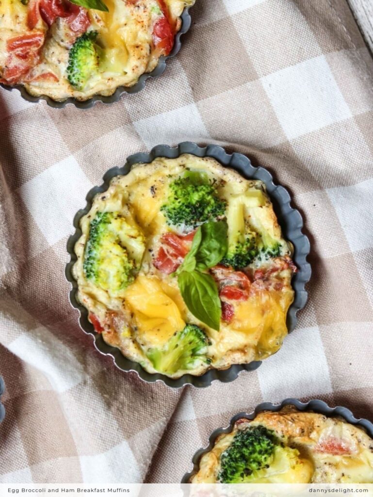 Egg Broccoli and Ham Breakfast Muffins